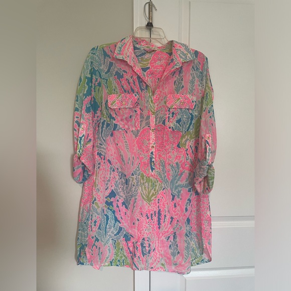 Lilly Pulitzer Captiva Tunic. Coral print. Size medium EUC - Picture 1 of 4